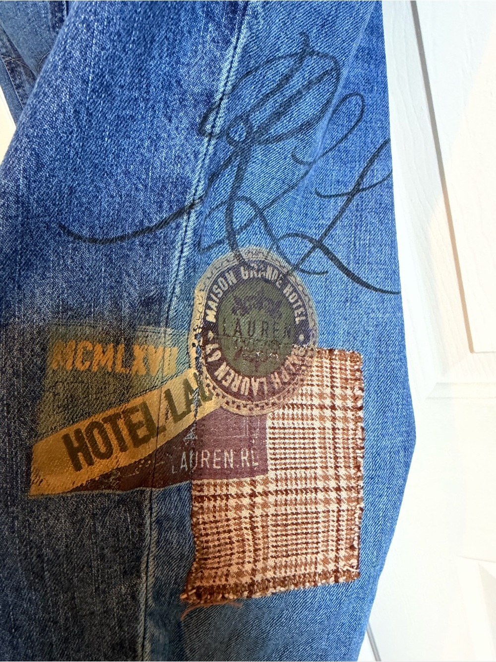 Unique Lauren Ralph Lauren Patchwork Denim Med Wash Size 4. Very GUC - Picture 5 of 7